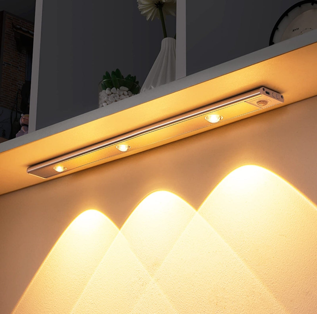 Smart Motion Sensor LED Cabinet Light – Rechargeable Wireless Night Lamp for Kitchen, Wardrobe &amp; Stairs (No Wiring Needed)